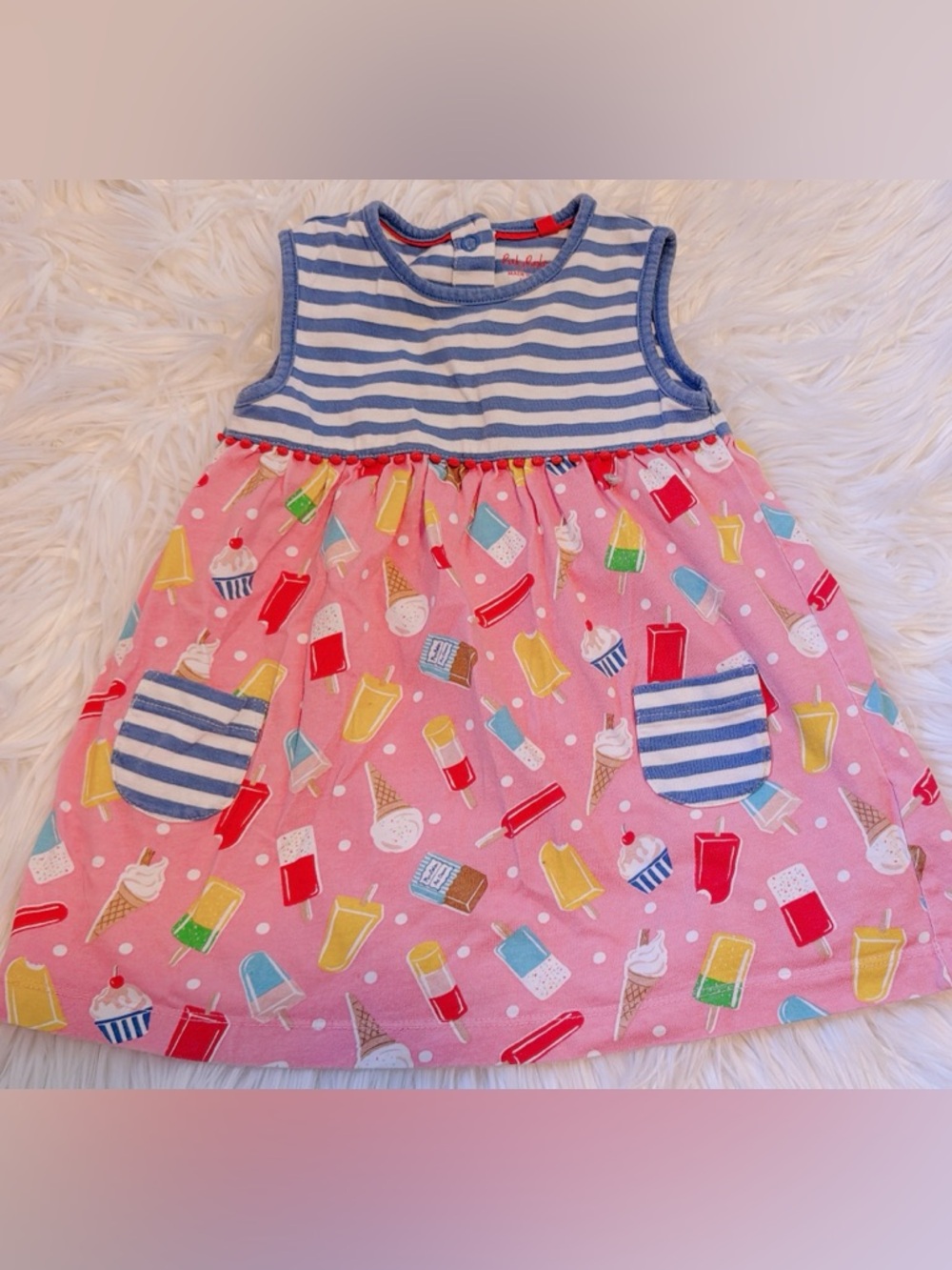Mini Boden Ice Cream Dress | 12–18M | Summer Print | VGUC